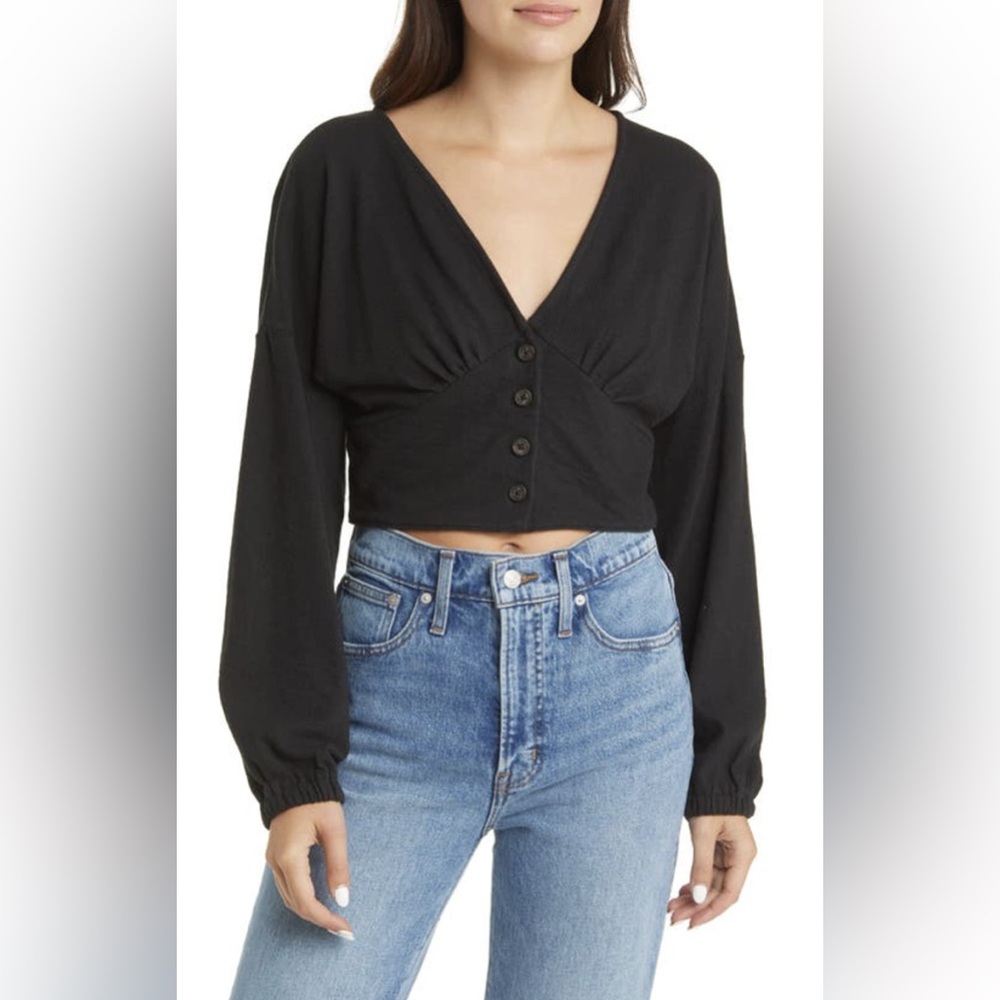 Madewell Deep V Crop Long Sleeve